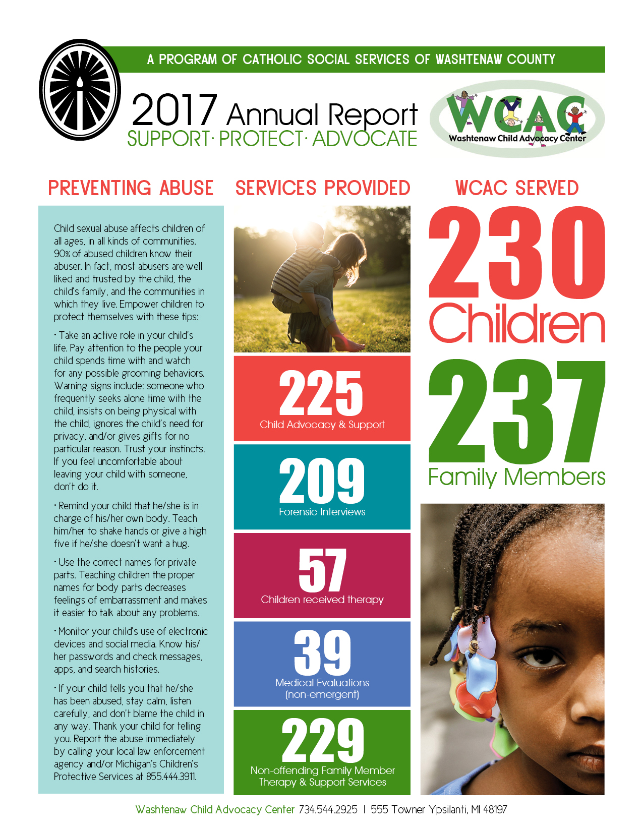 Washtenaw Child Advocacy Center Annual Report: Front Page