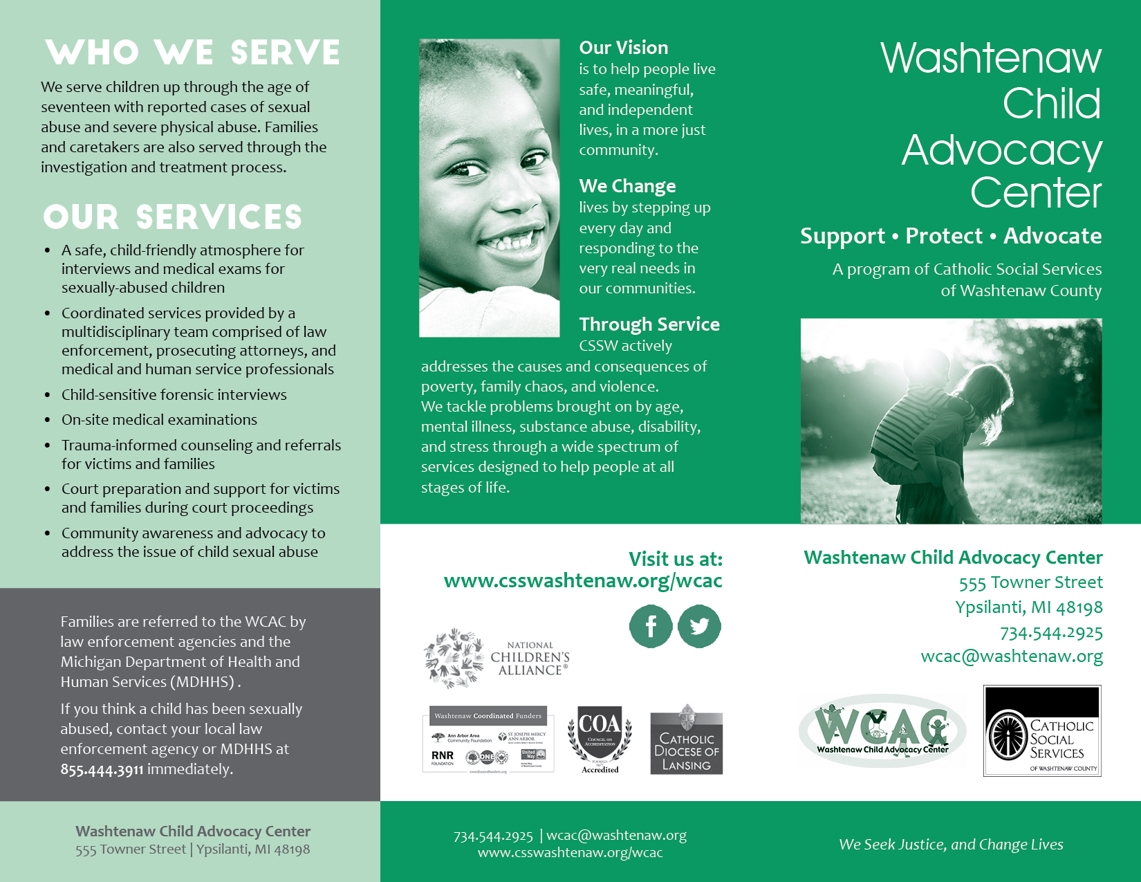 Washtenaw Child Advocacy Center Brochure: Side 1